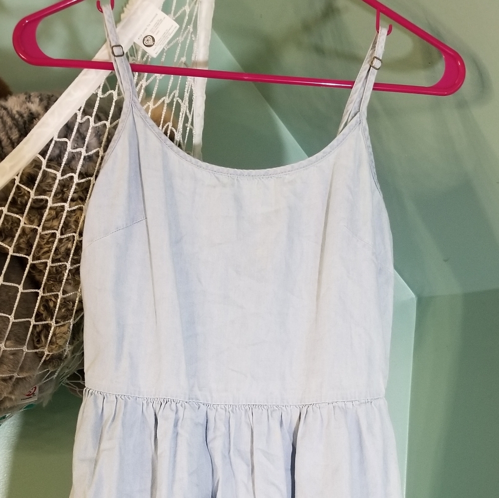 Light Denim Mini Spaghetti Strap Dress